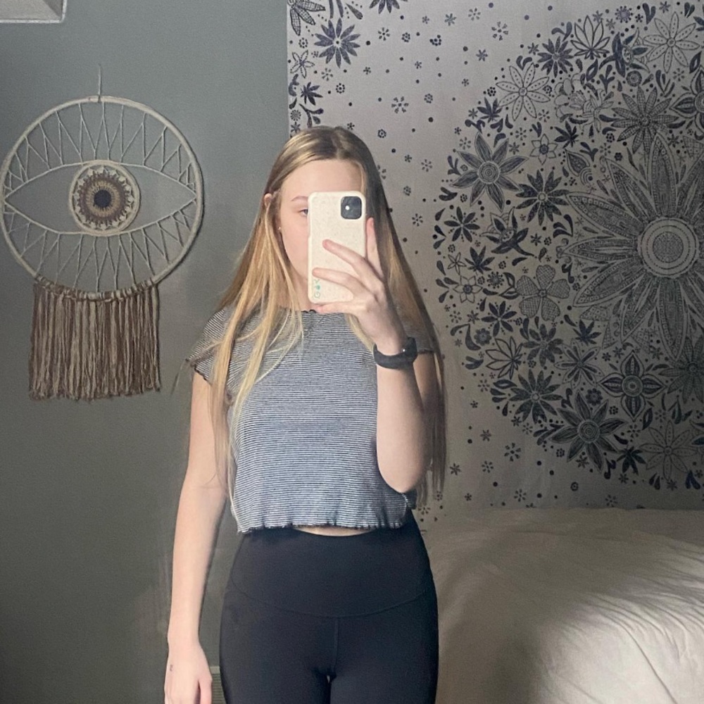 Black and white striped crop top
